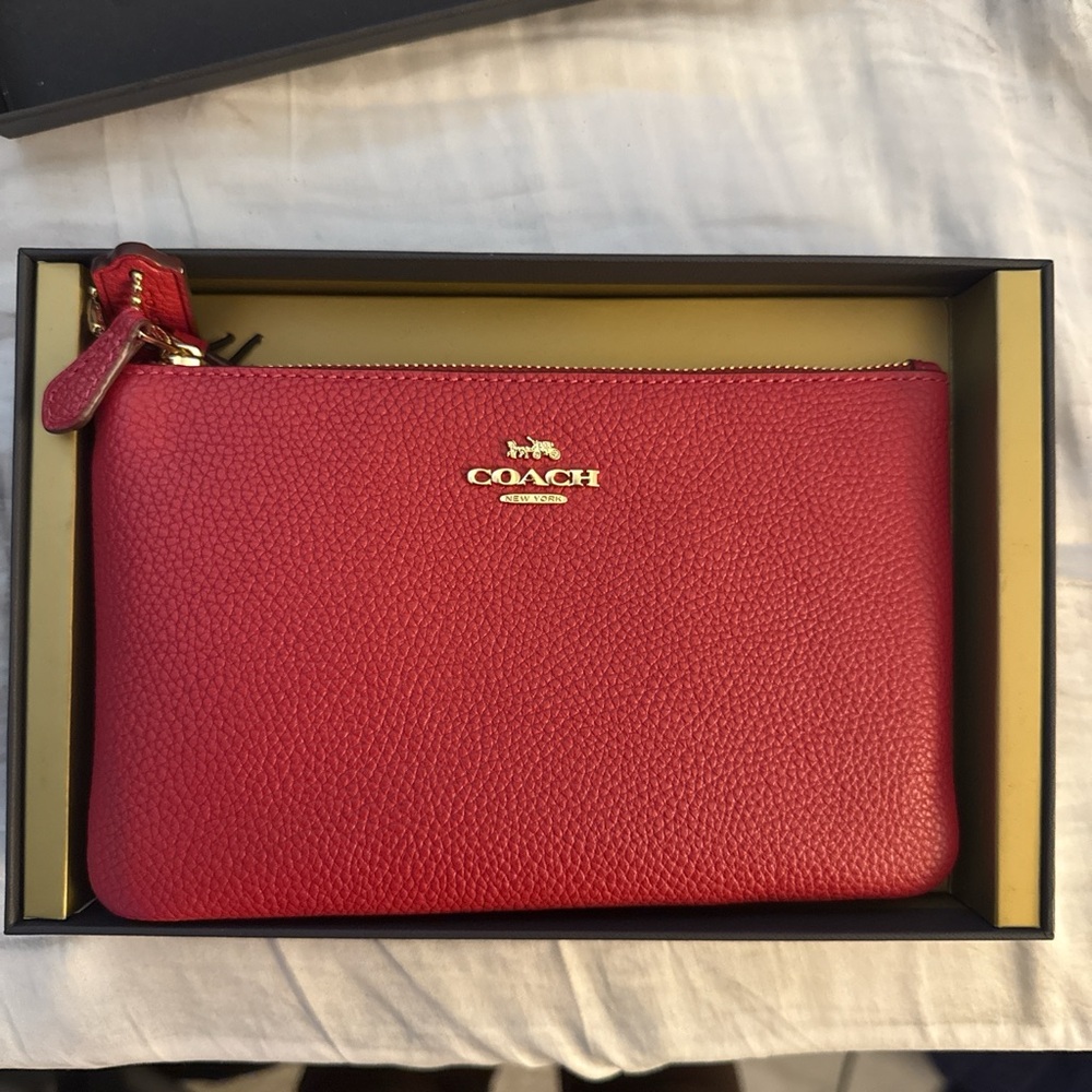 Coach Red Leather Wristlet